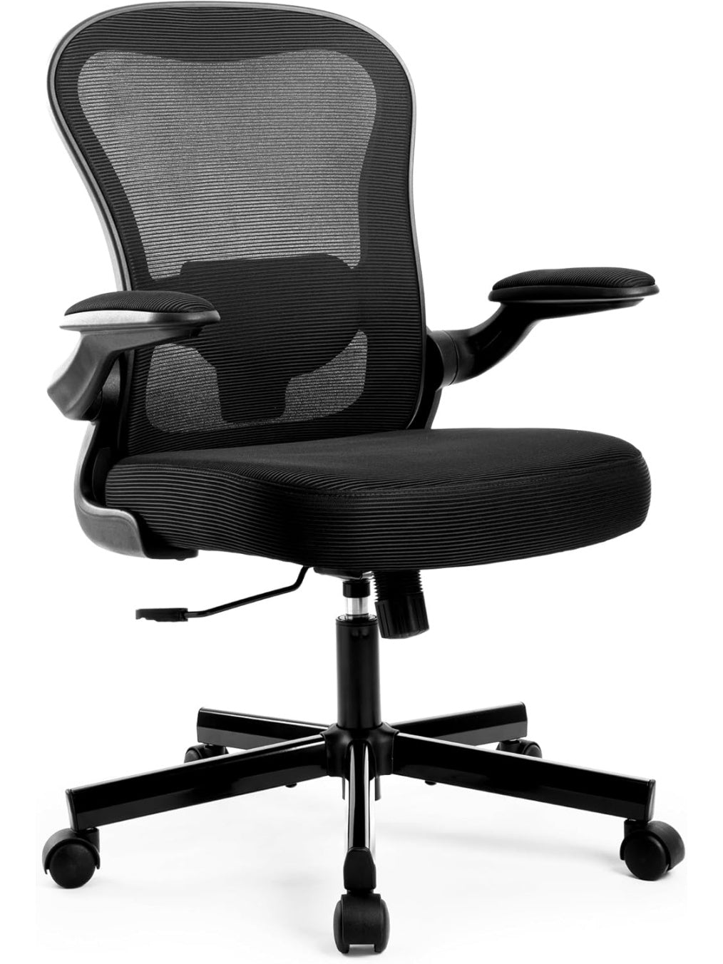 Silla Ergonomica de Malla con Soporte Lumbar, Reposabrazos Plegables y Altura Regulable