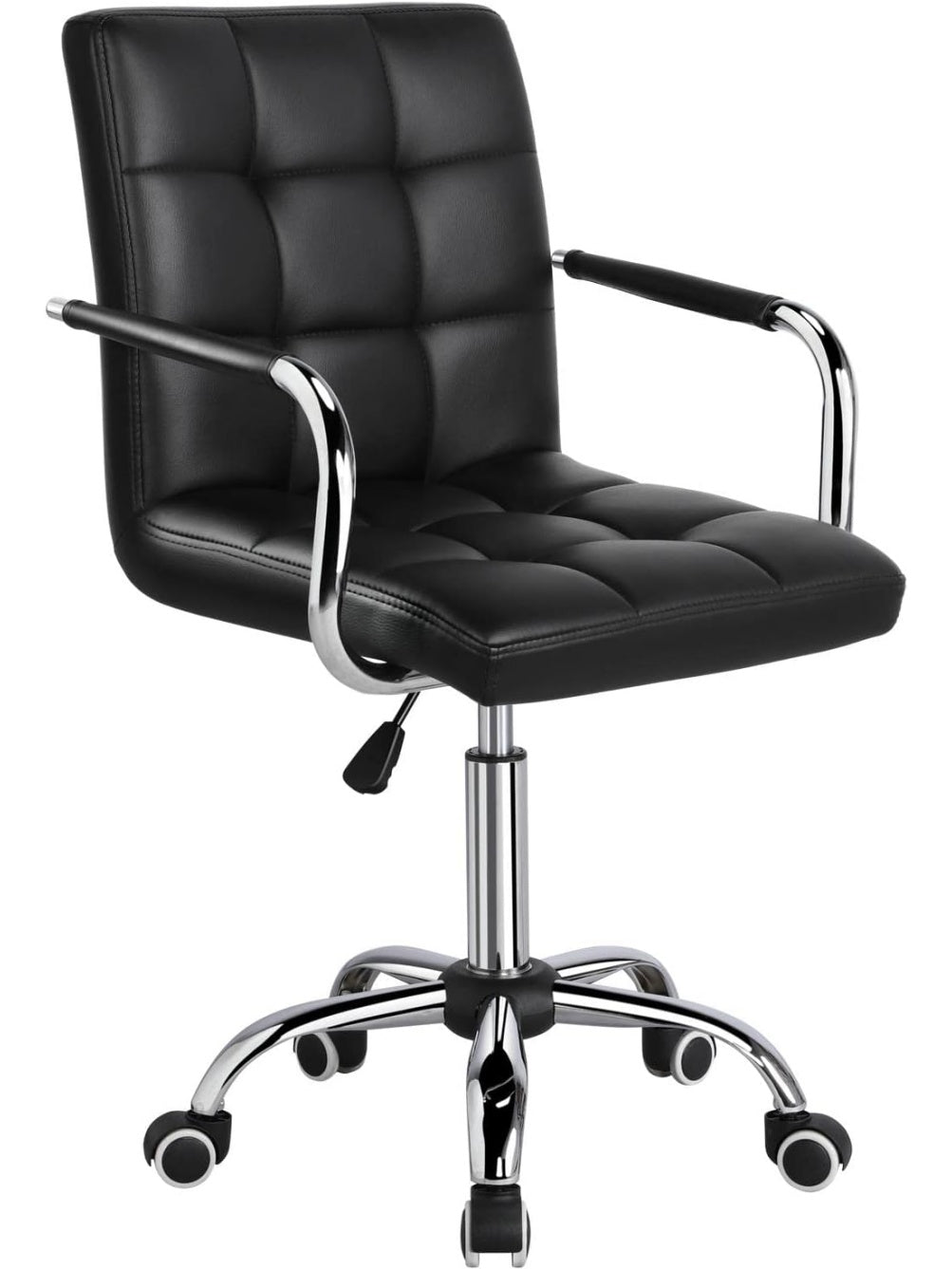Silla de Escritorio Giratoria con Asiento Acolchado, Respaldo Alto y Base con Ruedas