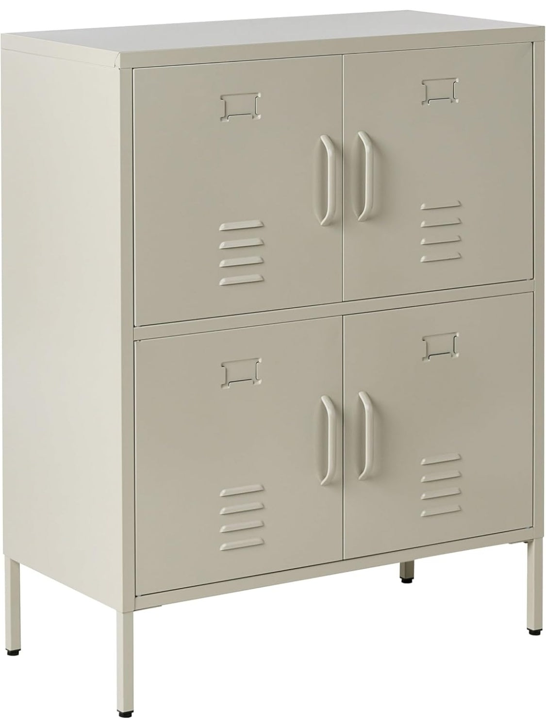 Aparador Metalico de Cuatro Puertas con Gran Capacidad de Almacenamiento para Oficina en Casa Beige Claro