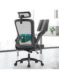 Silla de Oficina Ergonomica de Malla con Reposacabezas Ajustable y Soporte Lumbar