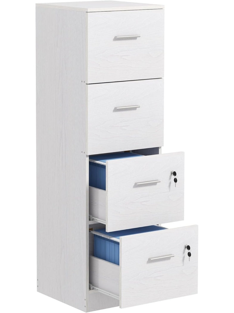 Archivador Vertical con Cuatro Cajones Cerradura Llaves y Espacio para Documentos A4 y Carta Blanco