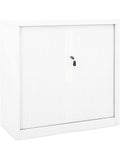 Armario Metalico de Oficina con Puertas Correderas Llaves y Estantes Ajustables Blanco
