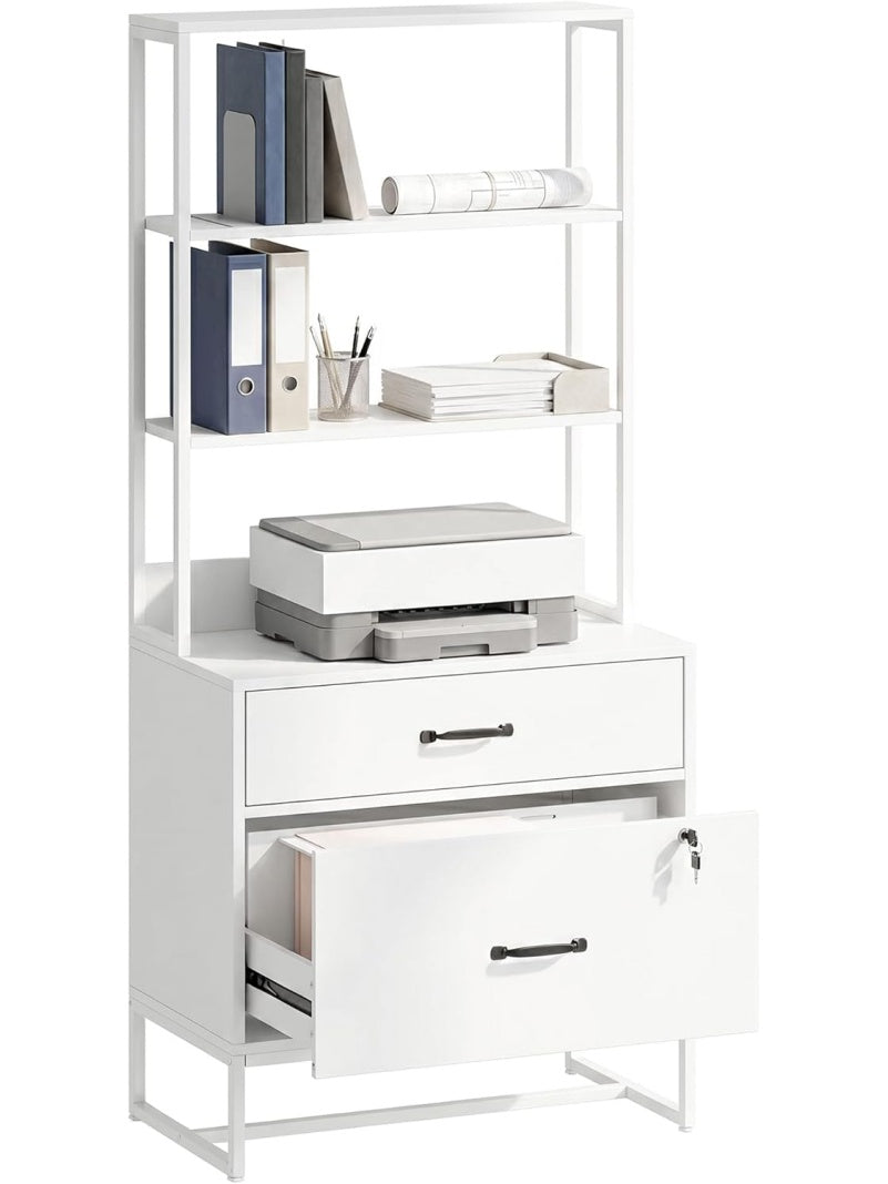 Mueble Auxiliar de Oficina con Cajones, Cerradura y Zona Superior para Impresora