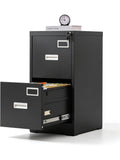 Gabinete Vertical Metalico con Ruedas Dos Cajones Cerradura y Soporte Superior para Impresora Oficina