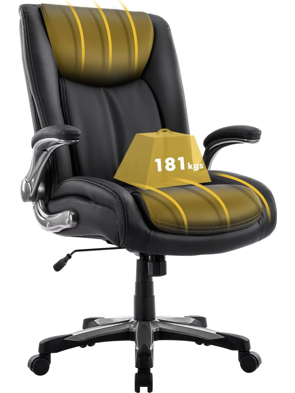 Silla Ejecutiva Grande con Respaldo Alto, Brazos Plegables y Soporte Ergonomico